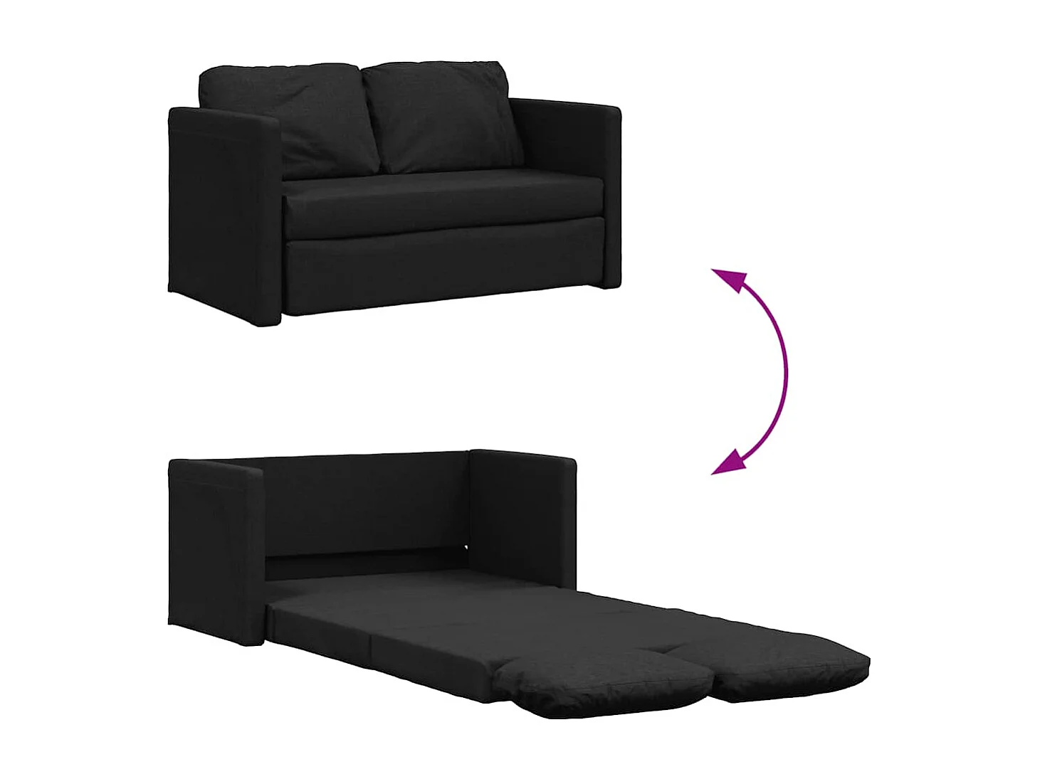 Sofá cama 2 en 1 negro 112x174x55 cm tela