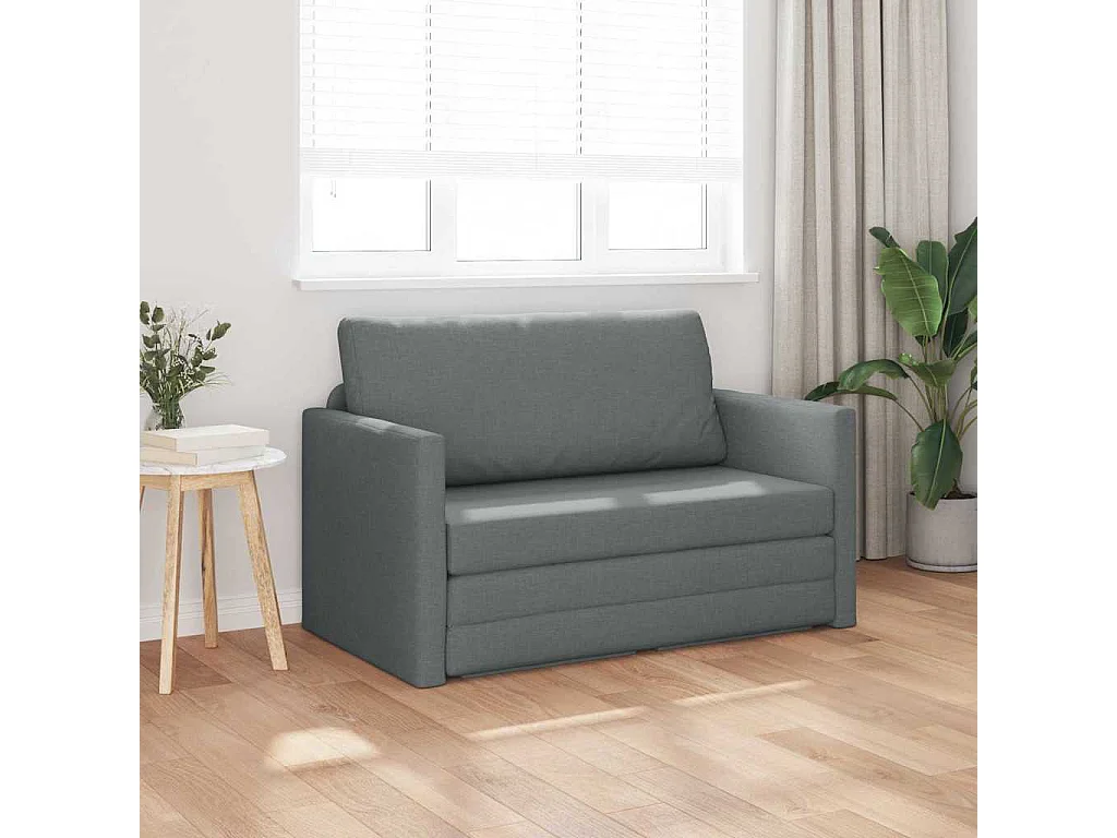 Canapé convertible 2 places en tissu gris LIT 124x71x78 cm