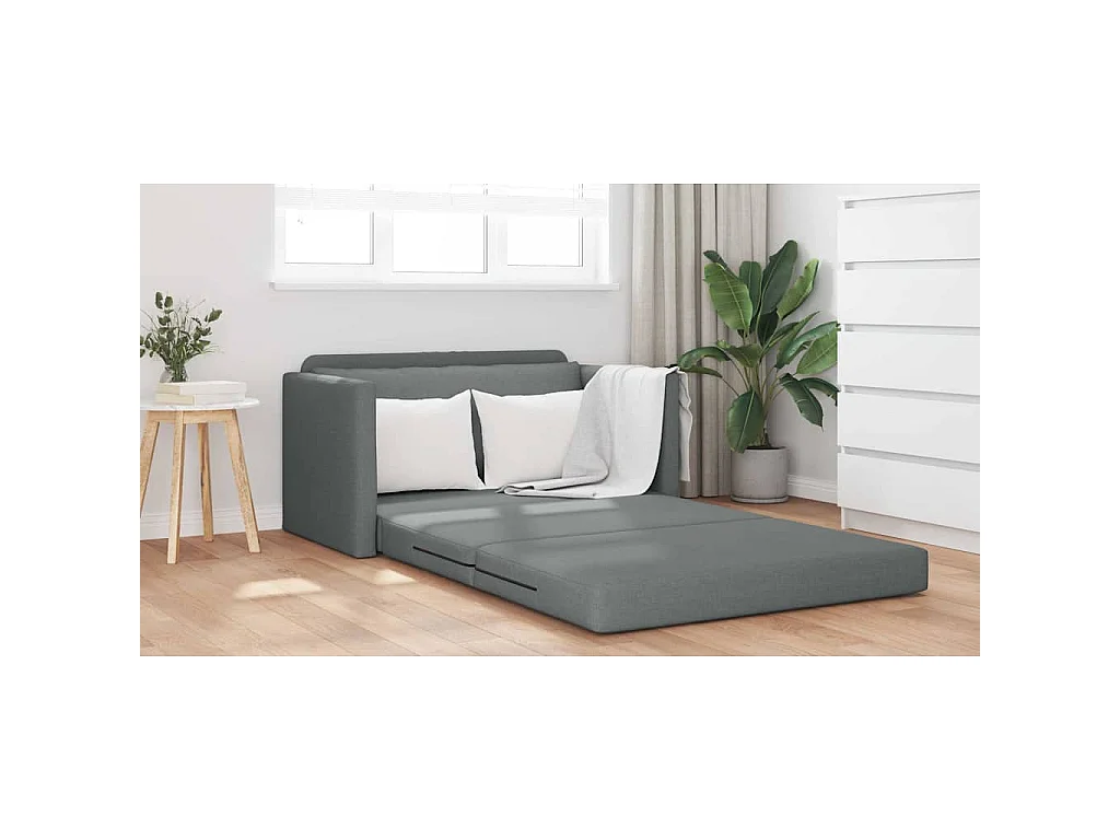 Canapé convertible 2 places en tissu gris LIT 124x71x78 cm