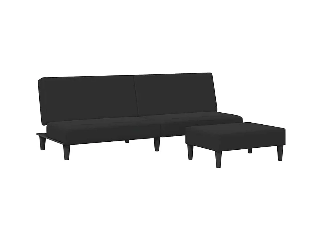 Sofá cama de 2 plazas con reposapiés de terciopelo negro