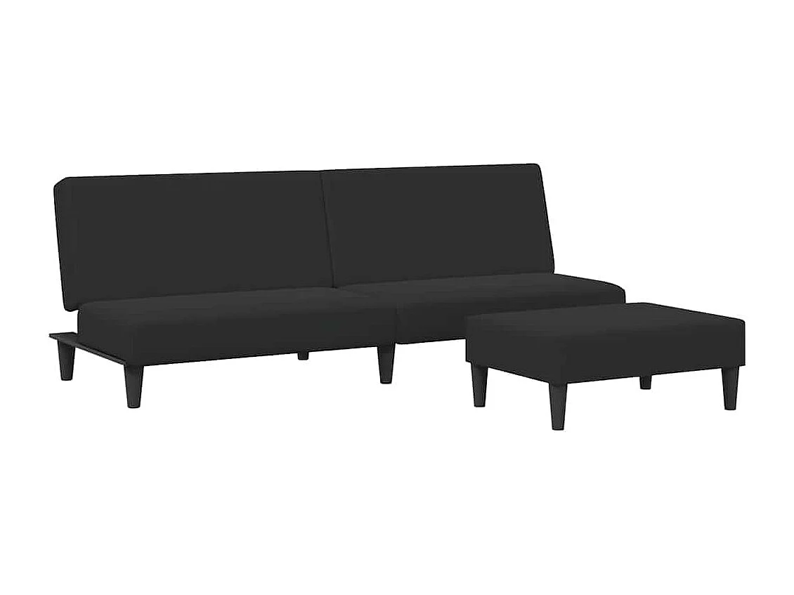 Sofá cama de 2 plazas con reposapiés de terciopelo negro