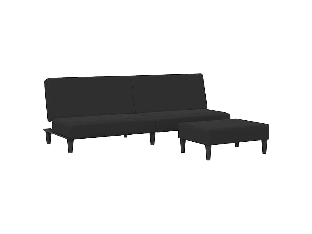 Sofá cama de 2 plazas con reposapiés de terciopelo negro