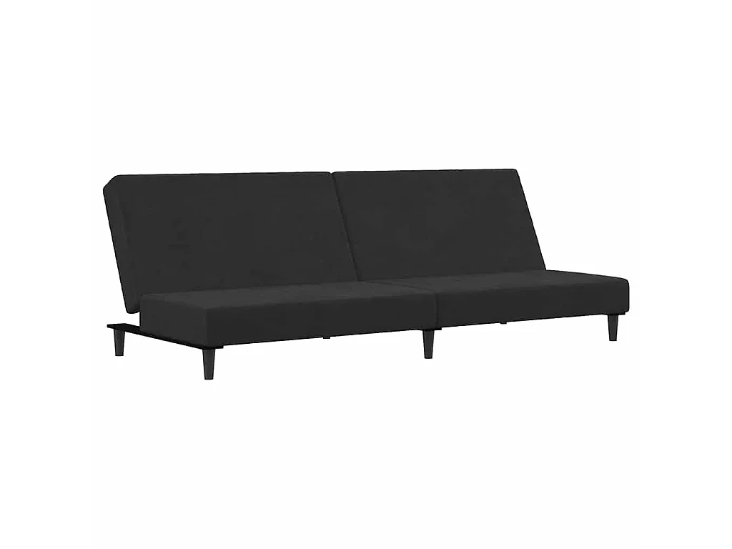 Sofá cama de 2 plazas con reposapiés de terciopelo negro
