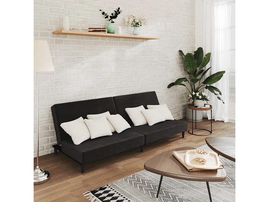 Sofá cama de 2 plazas de terciopelo negro