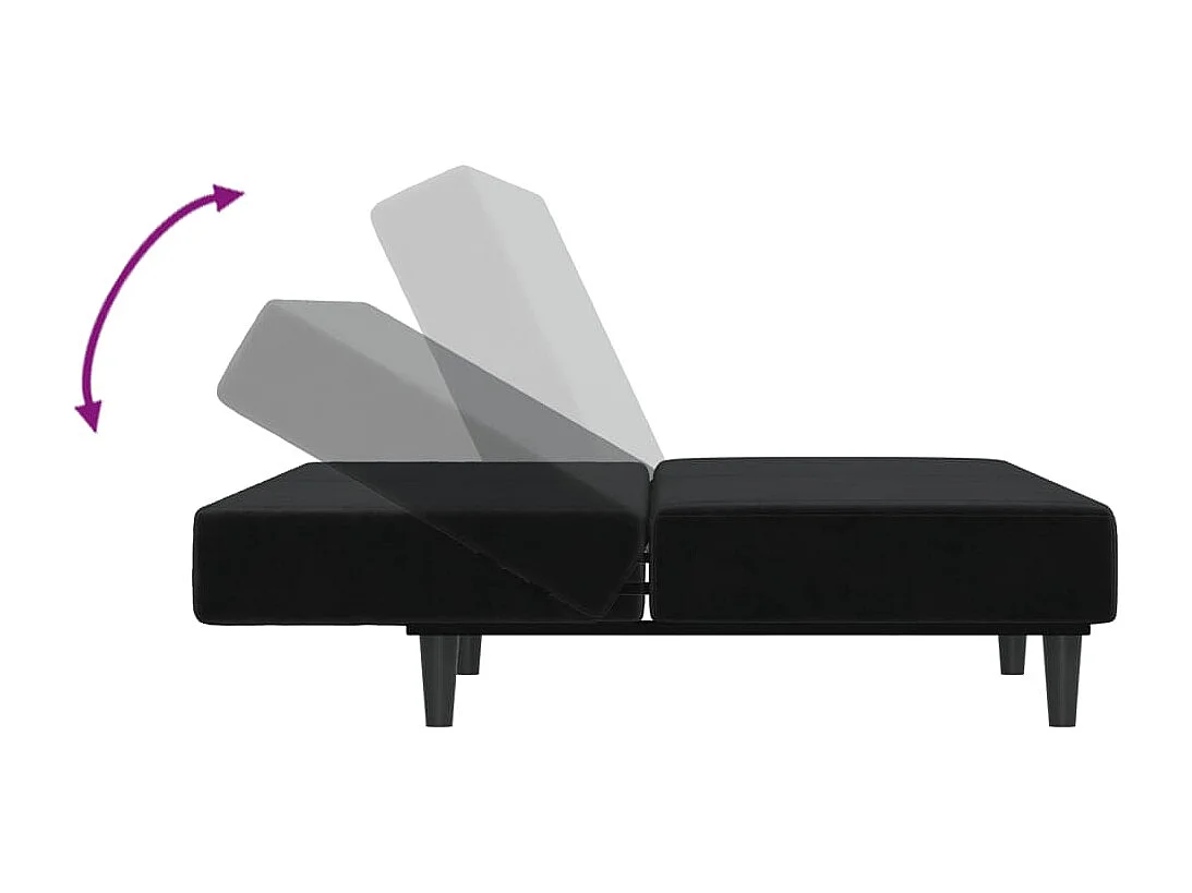 Sofá cama de 2 plazas de terciopelo negro