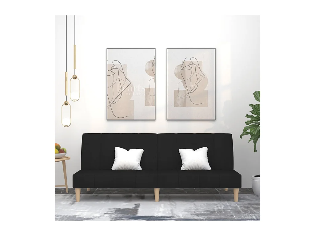 Sofá cama de 2 plazas de tela negra