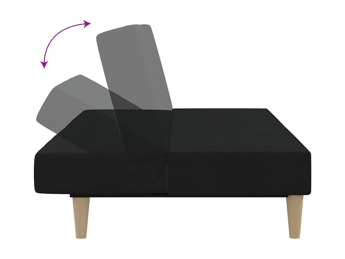Sofá cama de 2 plazas de tela negra