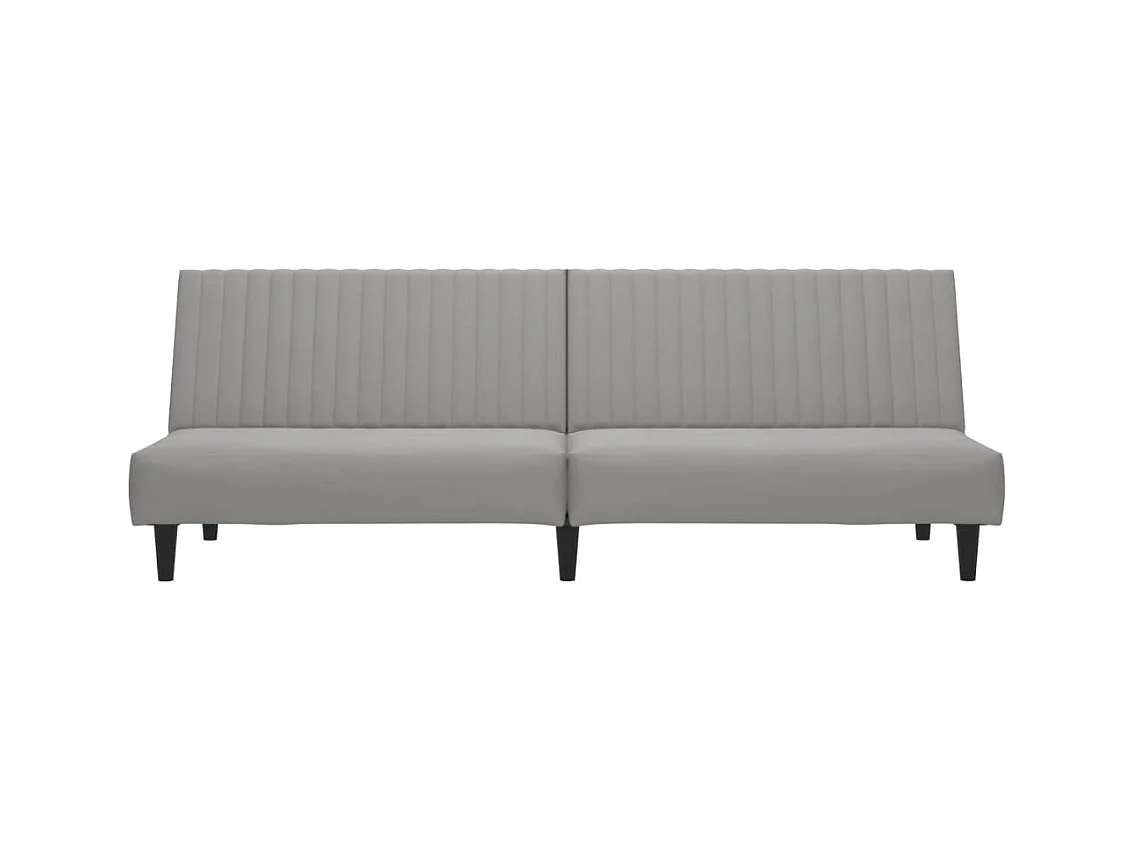 Lichtgrijze fluwelen 2-zits slaapbank
