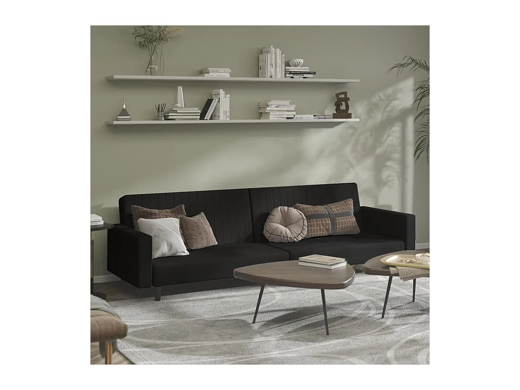 Sofá cama de 2 plazas de terciopelo negro