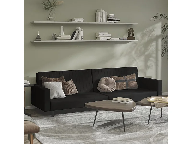 Sofá cama de 2 plazas de terciopelo negro