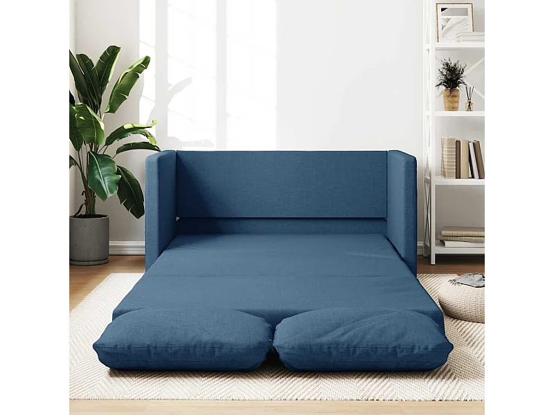 Sofá cama 2 en 1 azul 112x174x55 cm tela