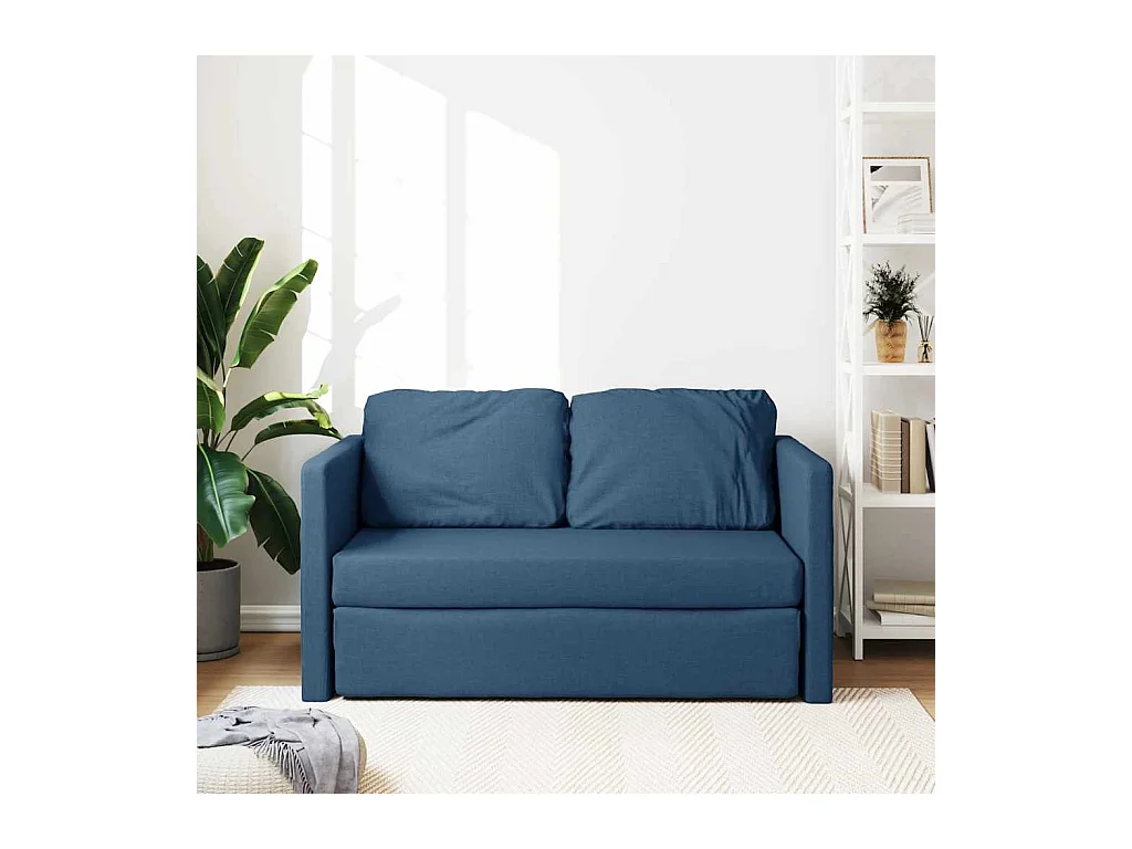 in 1 blauwe slaapbank 112x174x55 cm stof
