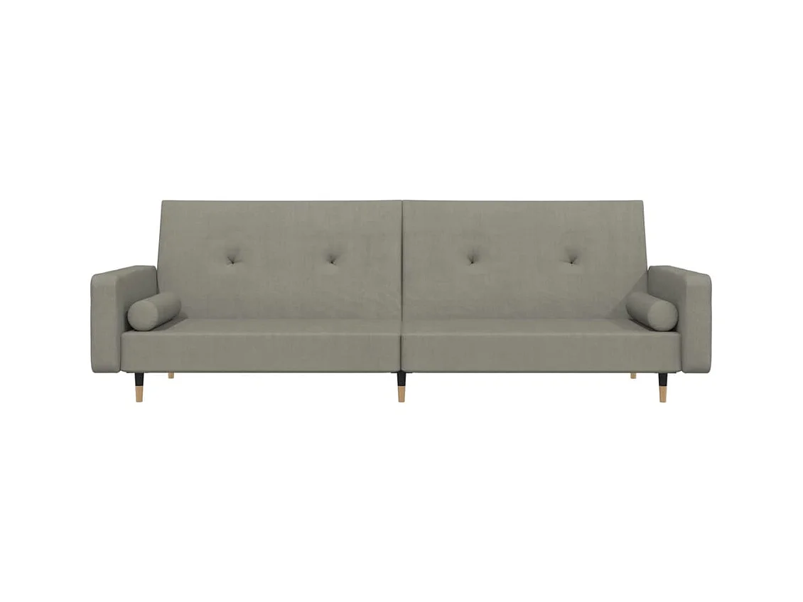 2-zits slaapbank met twee kussens Lichtgrijs fluweel