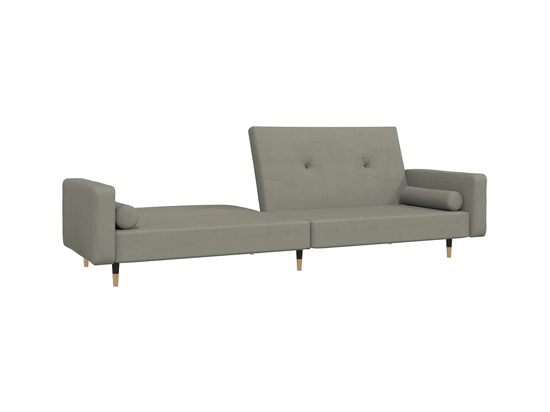 2-zits slaapbank met twee kussens Lichtgrijs fluweel
