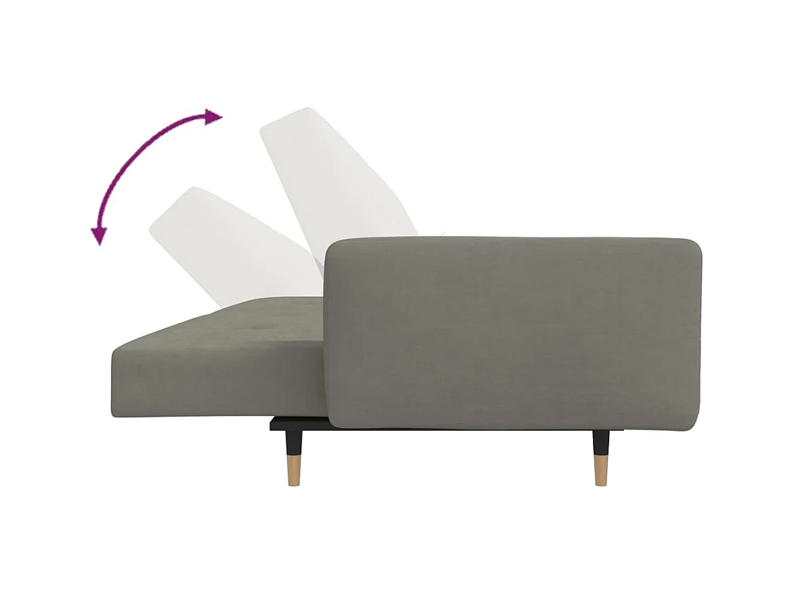 2-zits slaapbank met twee kussens Lichtgrijs fluweel