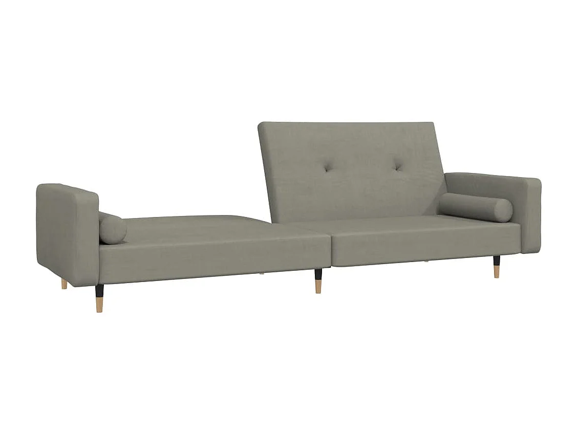 Sofá cama de 2 plazas con dos almohadas Terciopelo Gris Claro