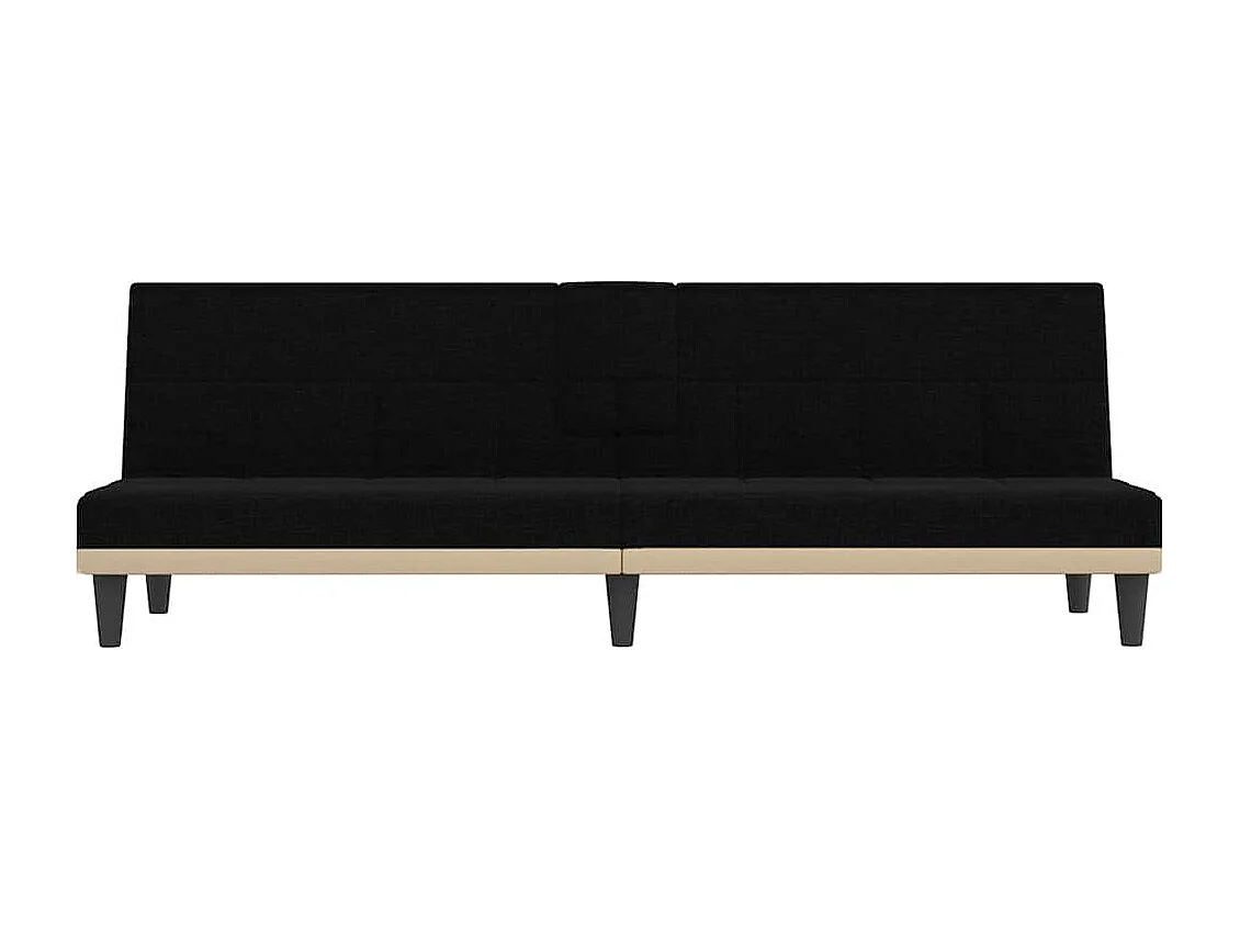 Sofá cama con portavasos en tela negra