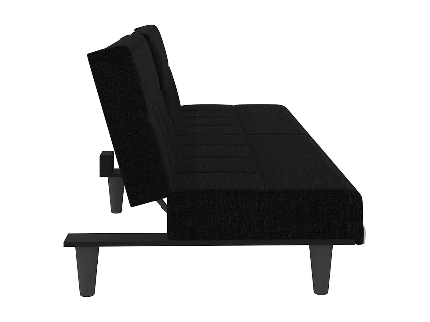 Sofá cama con portavasos en tela negra