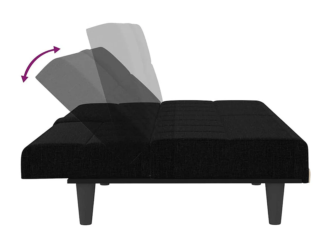 Sofá cama con portavasos en tela negra