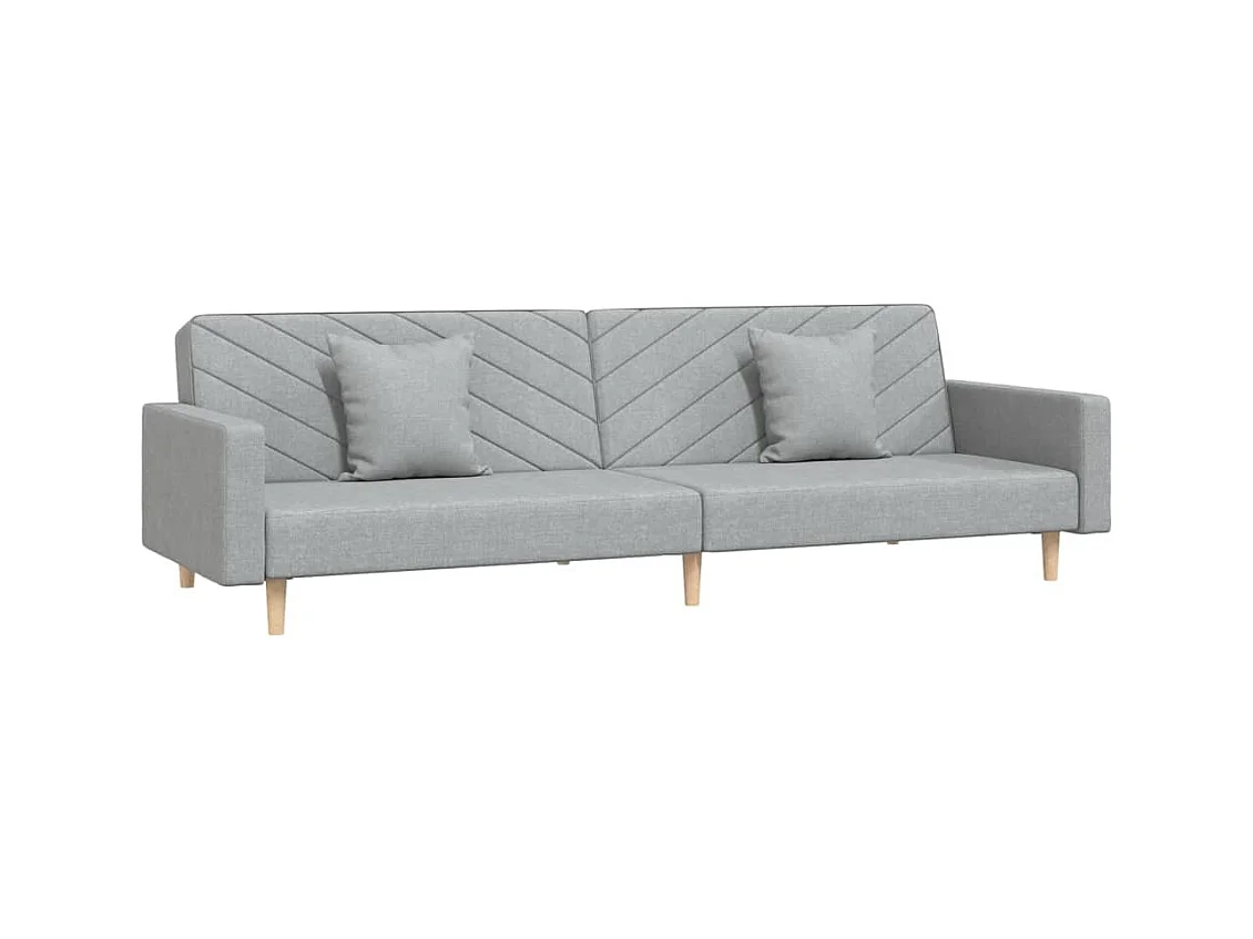 2-zits slaapbank met twee kussens lichtgrijze stof