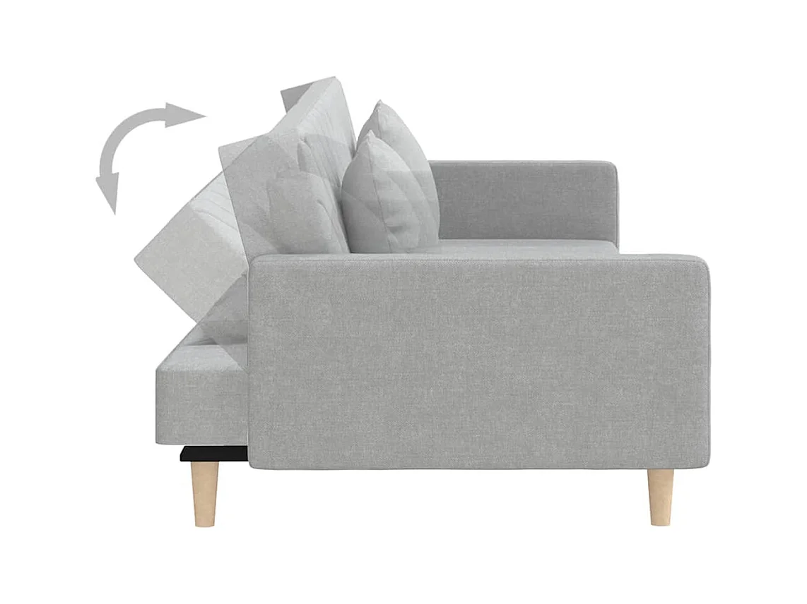 2-zits slaapbank met twee kussens lichtgrijze stof