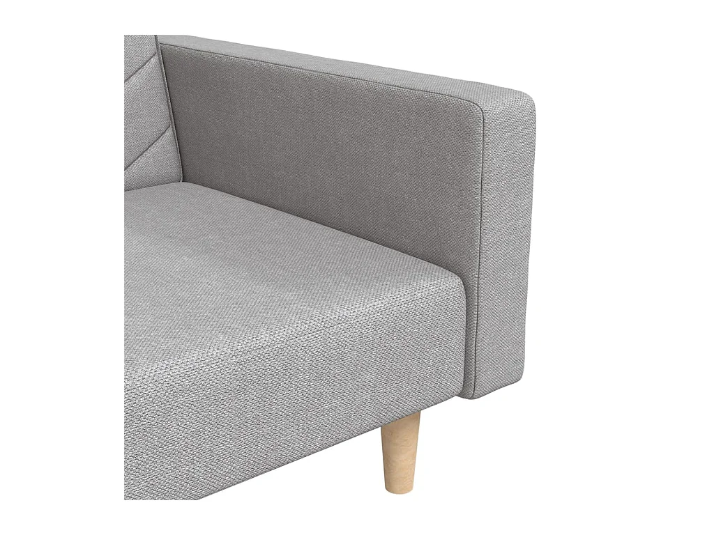 2-zits slaapbank met twee kussens lichtgrijze stof