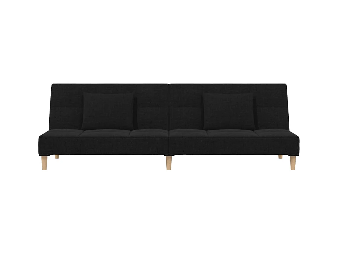 Sofá cama de 2 plazas con dos almohadas de tela negra