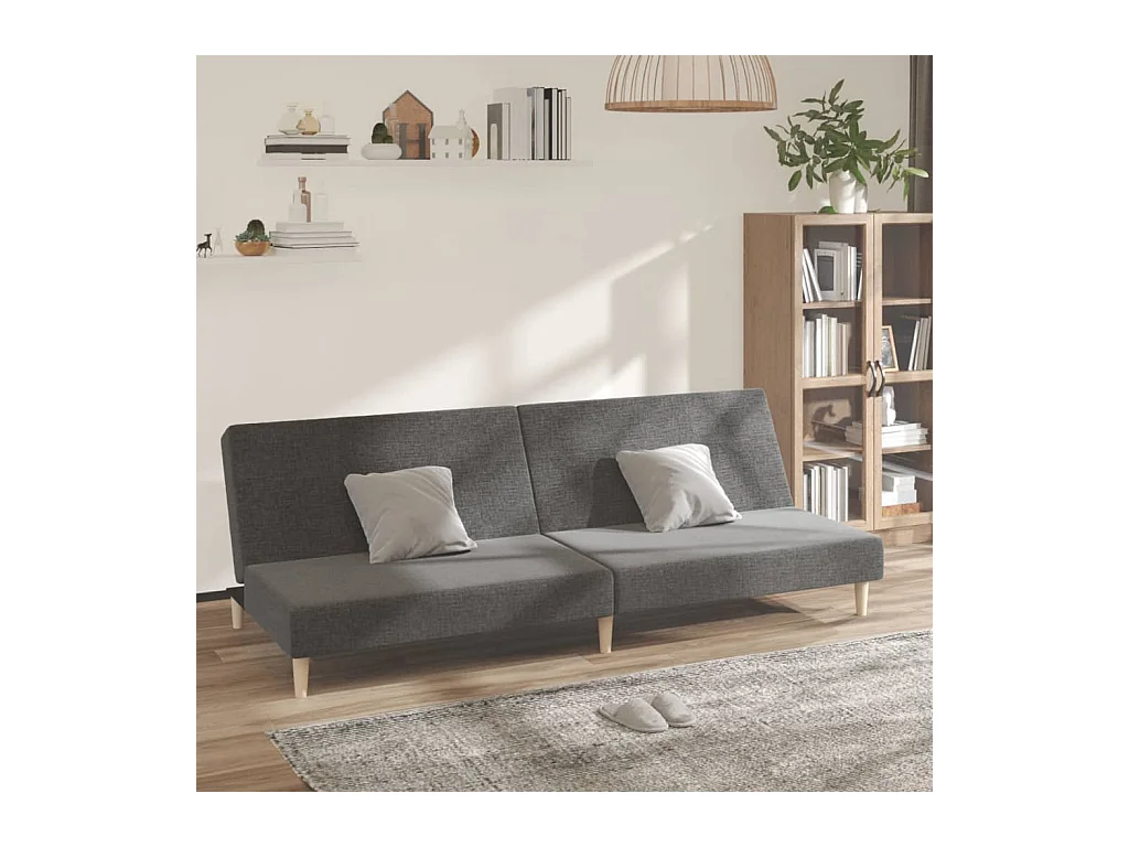 Sofá cama de 2 plazas de tela gris claro