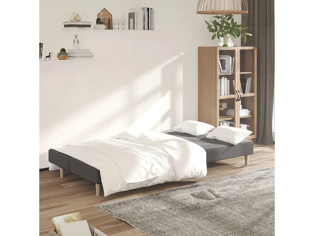 Canapé-lit à 2 places gris clair tissu