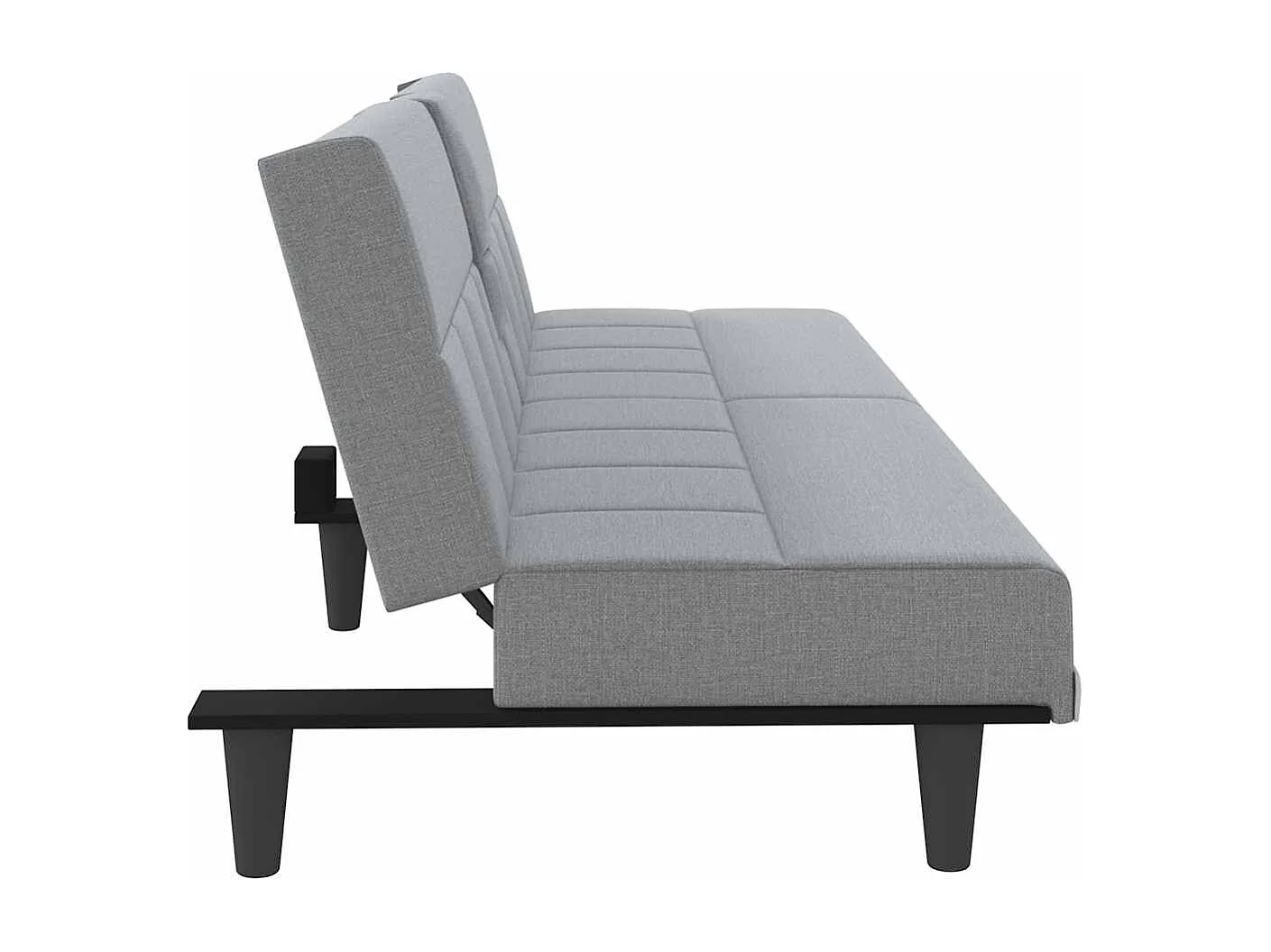 Divano letto con portabicchieri in tessuto grigio chiaro