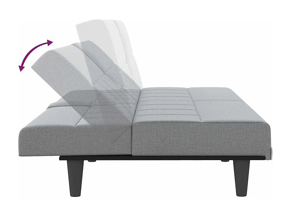 Divano letto con portabicchieri in tessuto grigio chiaro