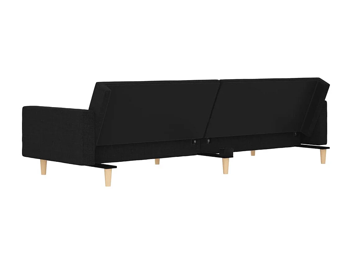 Sofá cama de 2 plazas con dos almohadas de tela negra