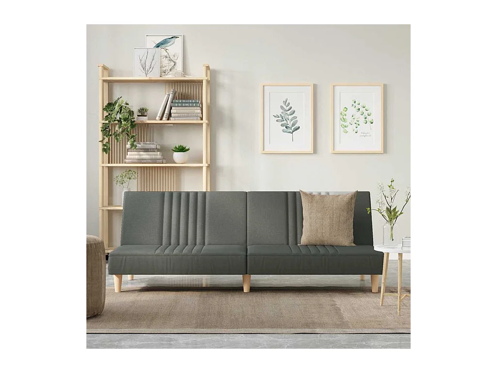 Donkergrijze stoffen slaapbank