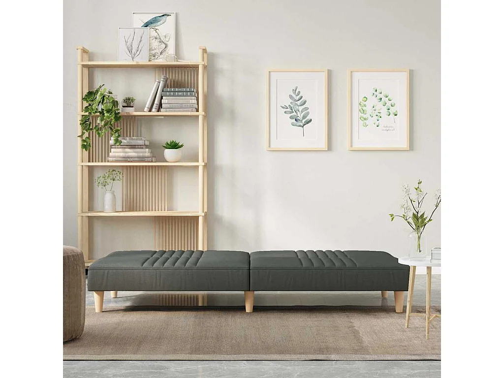 Sofá cama de tela gris oscuro