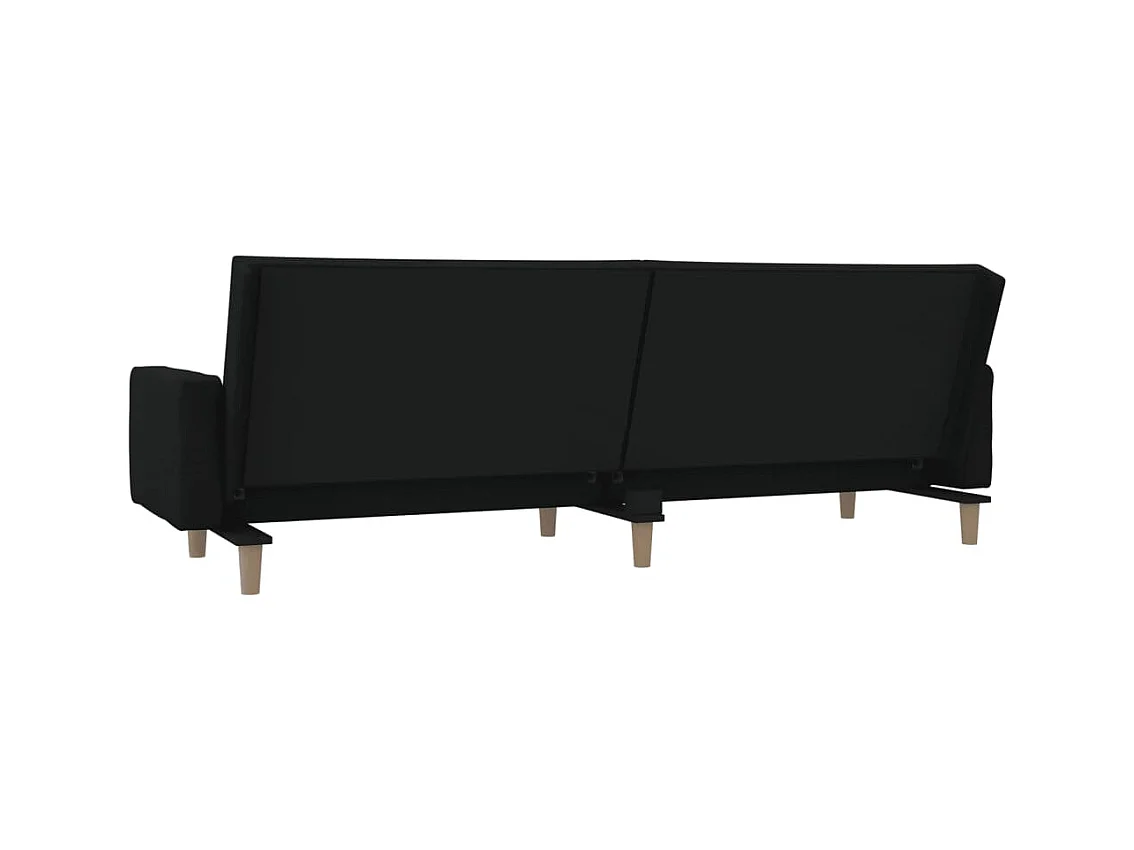 Sofá cama de 2 plazas con dos almohadas de tela negra