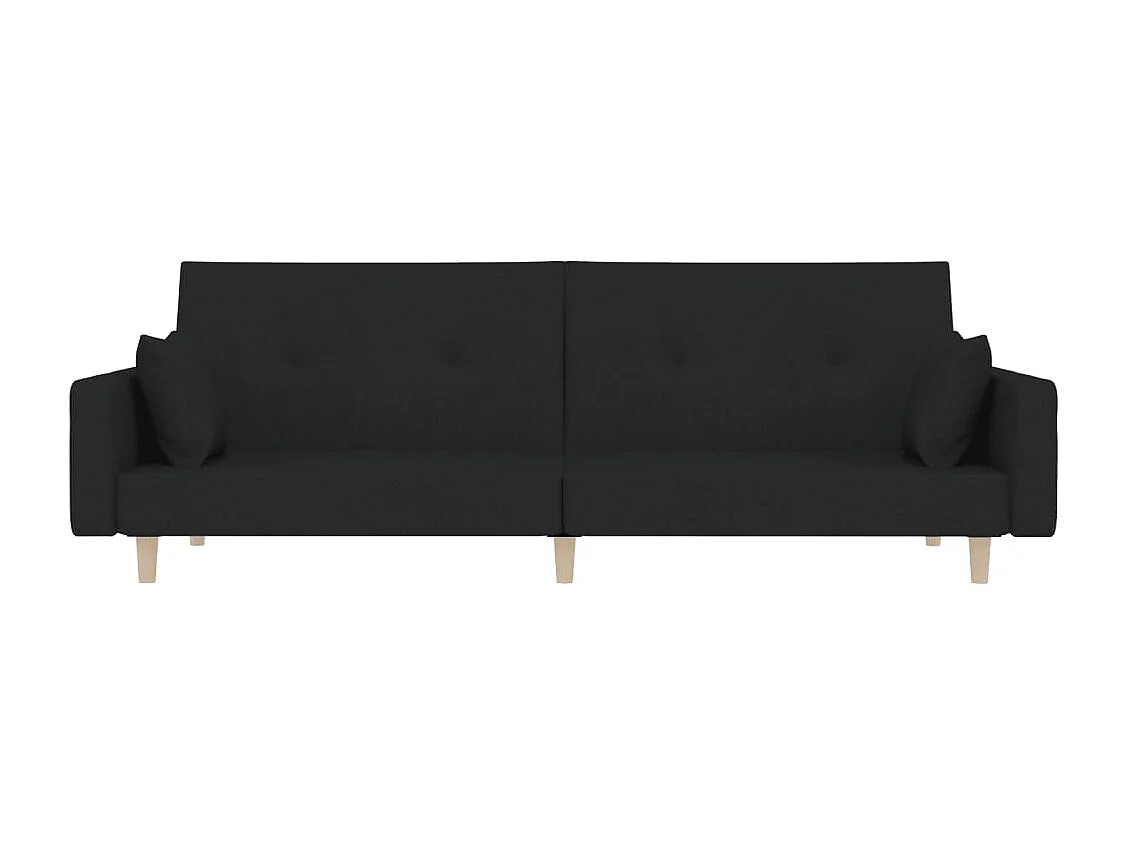 Sofá cama de 2 plazas con dos almohadas de tela negra