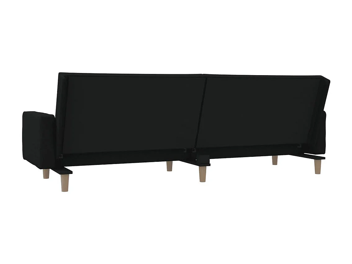 Sofá cama de 2 plazas con dos almohadas de tela negra