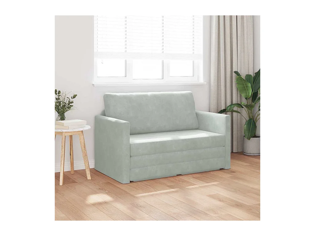 Divano letto grigio chiaro 124 x 204 x 61 cm velluto