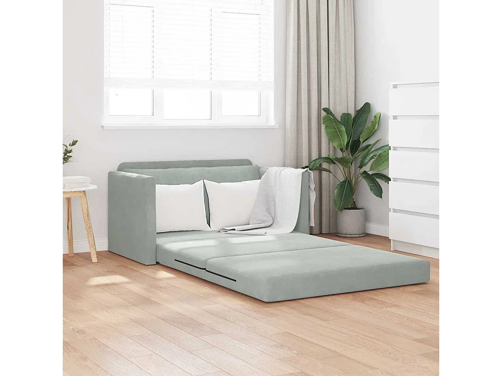 Canapé-Lit Gris clair 124 x 204 x 61 cm Velours