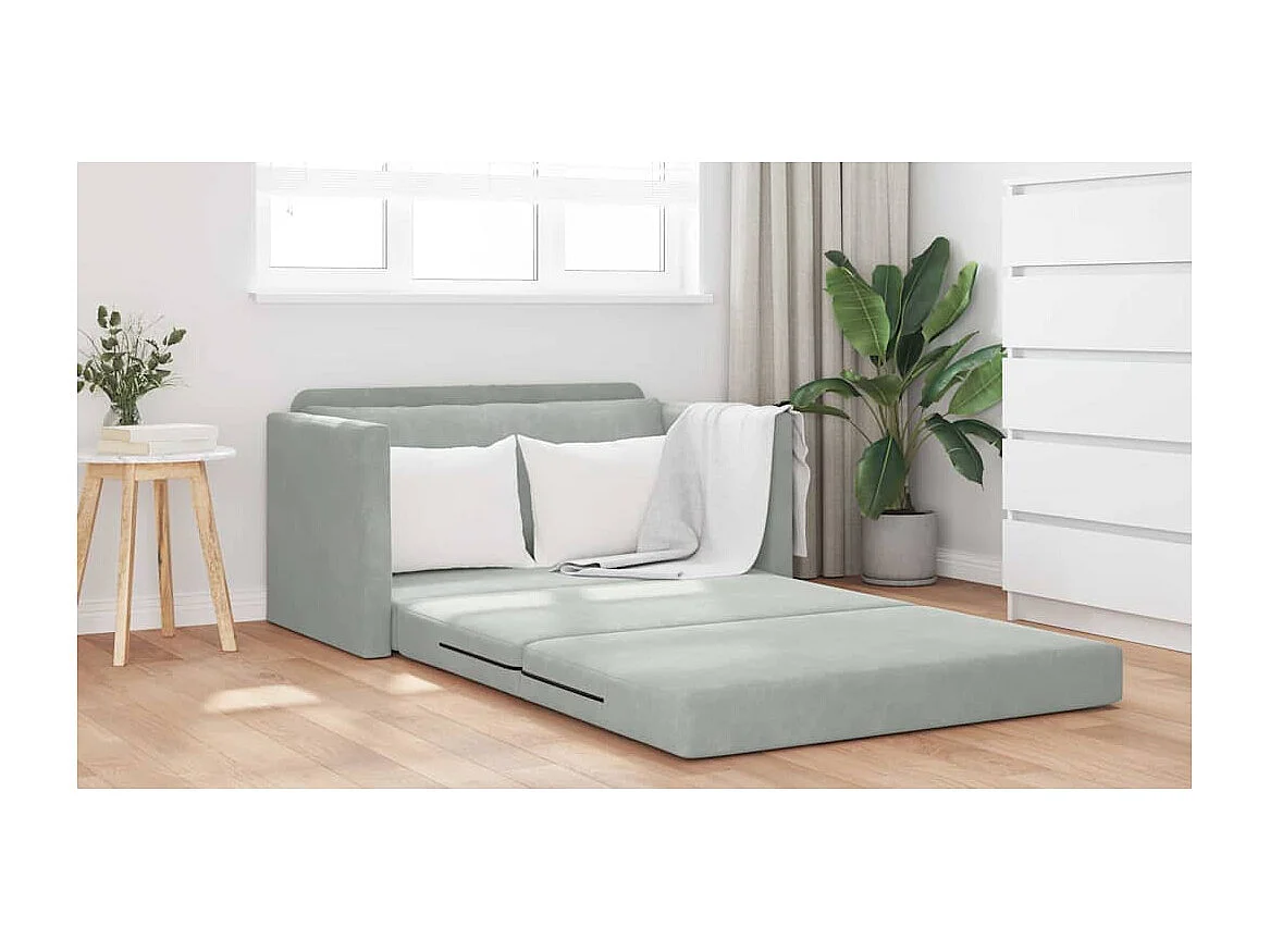 Canapé-Lit Gris clair 124 x 204 x 61 cm Velours