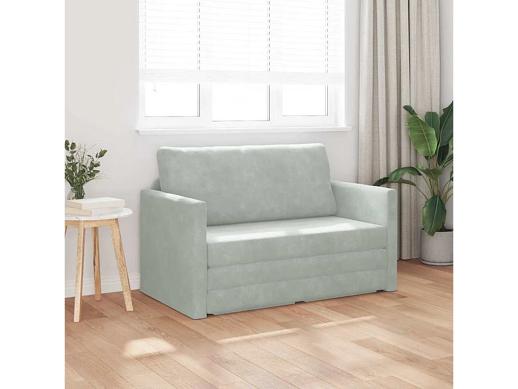 Divano letto grigio chiaro 124 x 204 x 61 cm velluto