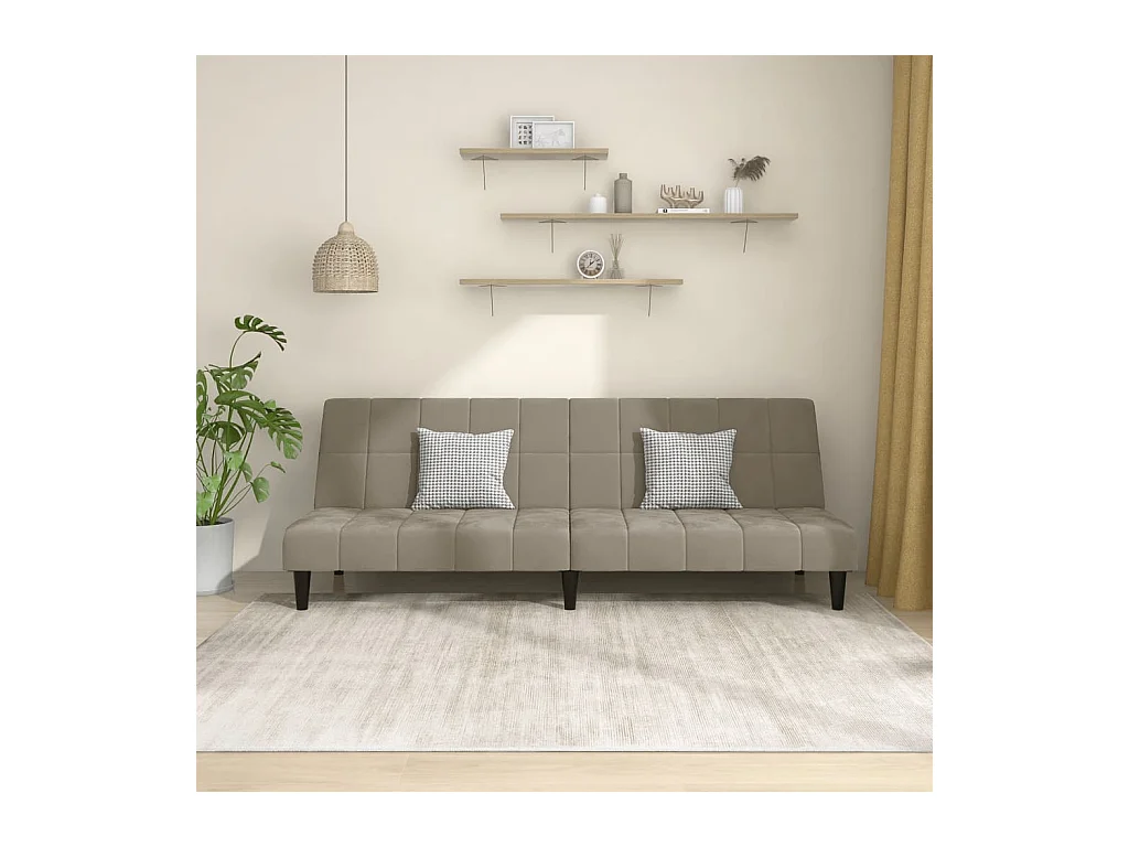 Hellgraues 2-Sitzer-Schlafsofa aus Samt