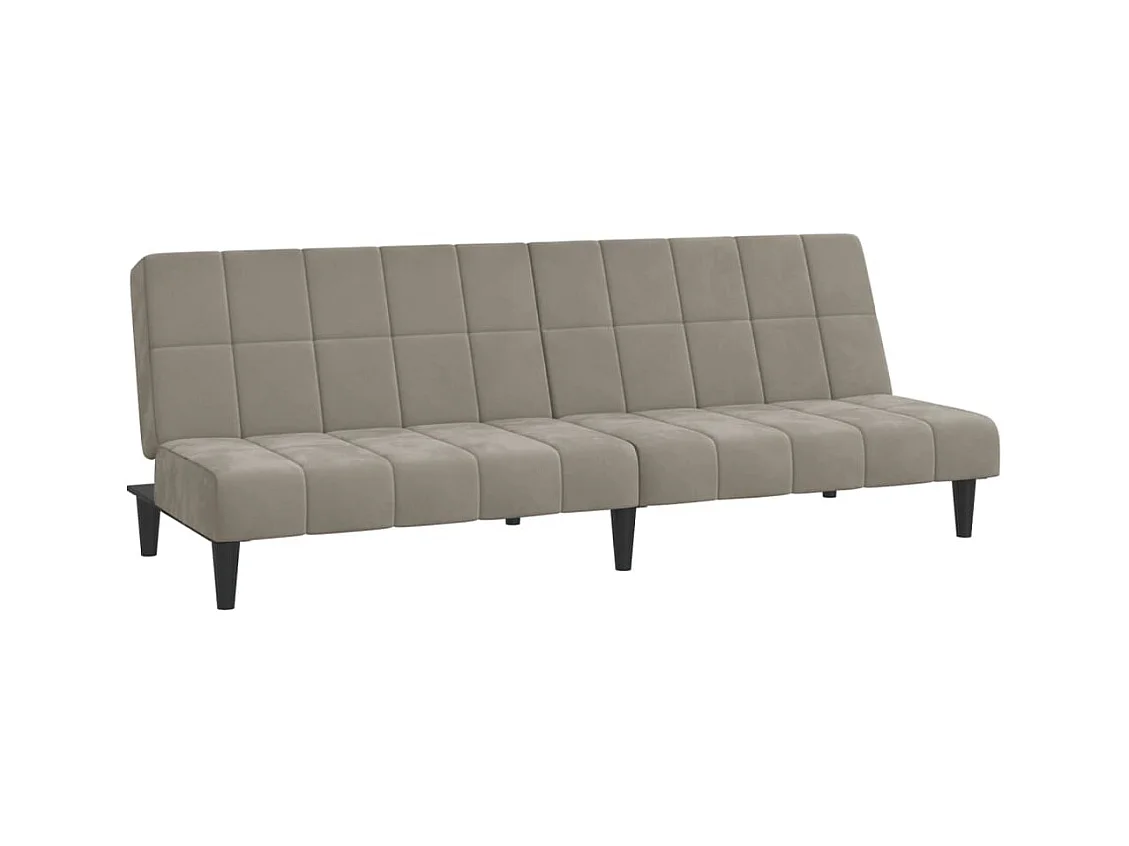 Hellgraues 2-Sitzer-Schlafsofa aus Samt