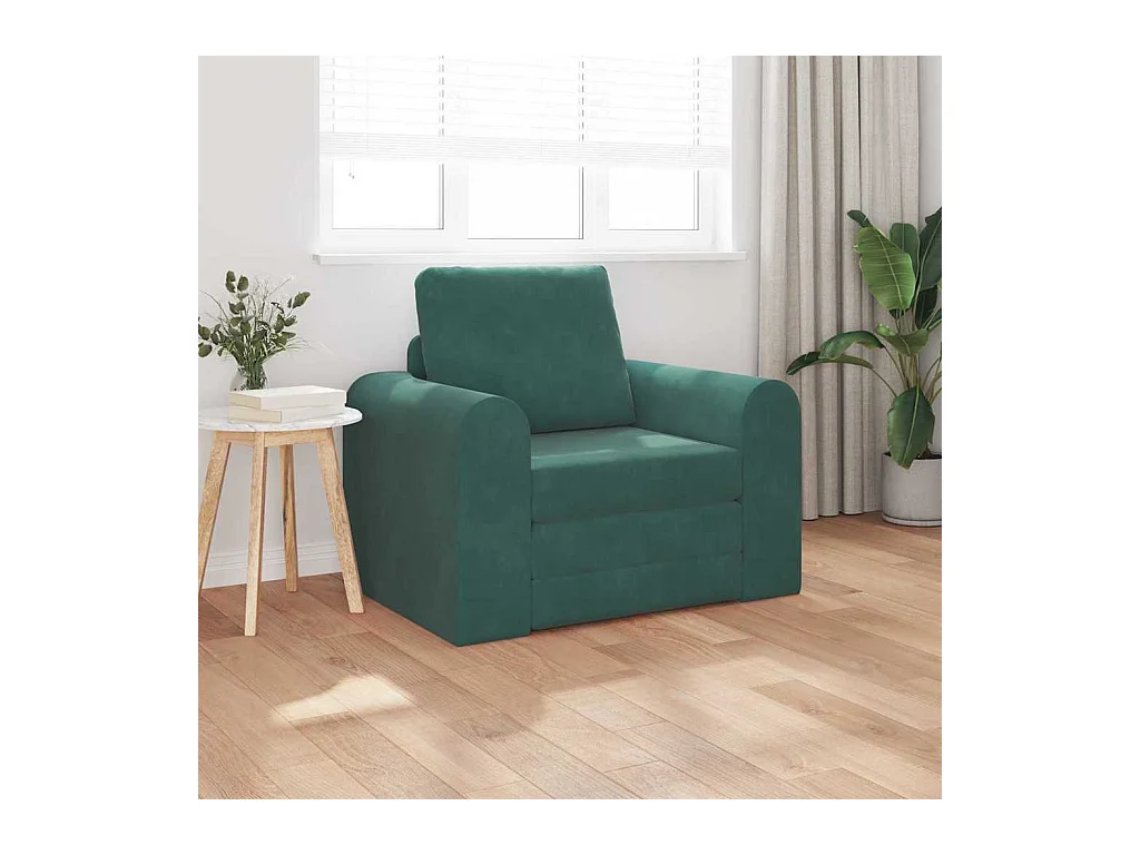 Divano letto verde scuro 98 x 71 x 83 cm in velluto