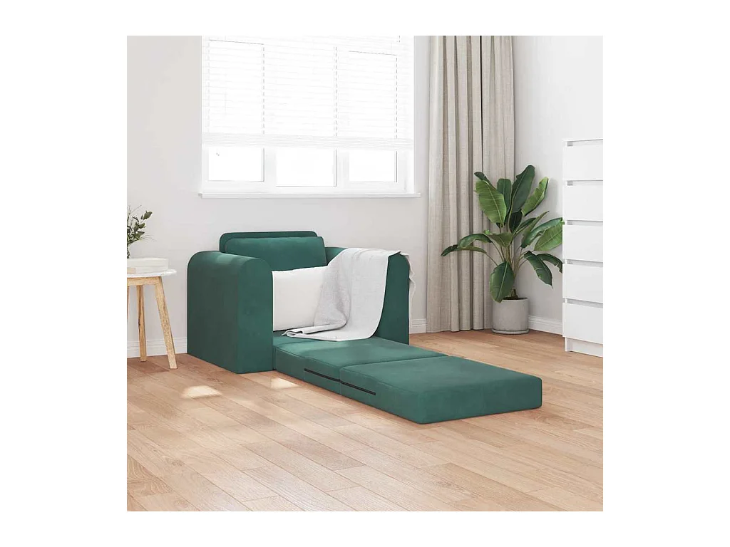 Divano letto verde scuro 98 x 71 x 83 cm in velluto