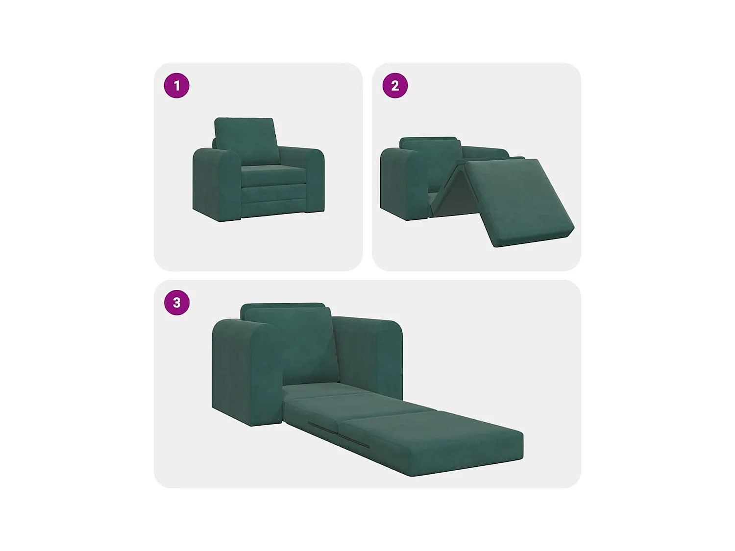 Divano letto verde scuro 98 x 71 x 83 cm in velluto