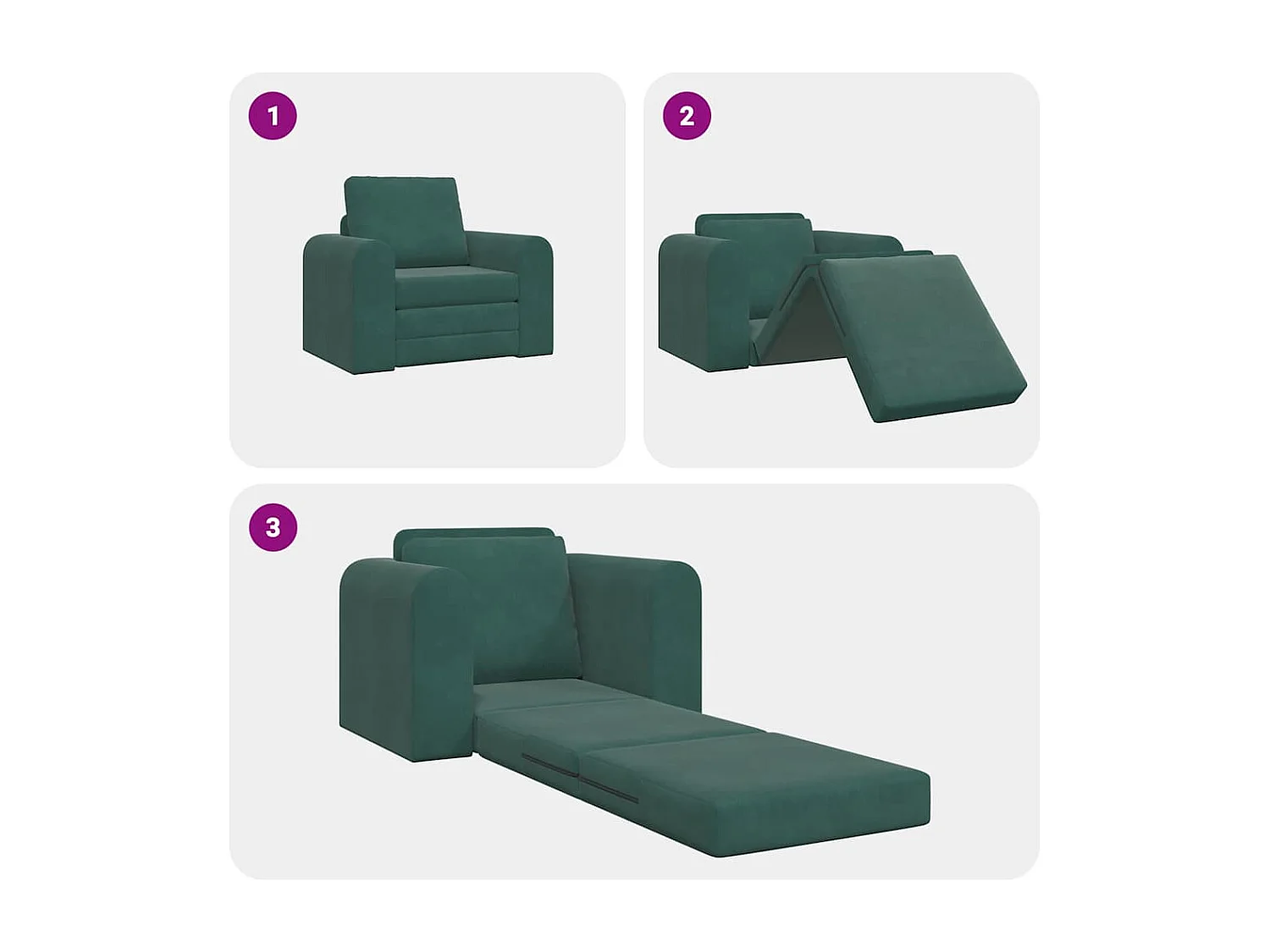 Canapé-Lit Vert foncé 98 x 71 x 83 cm Velours