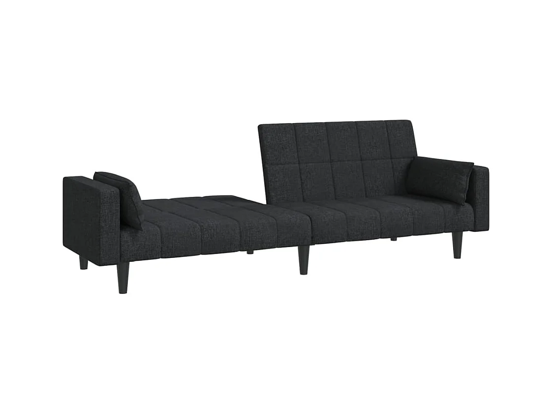 Sofá cama de 2 plazas con dos almohadas de tela negra