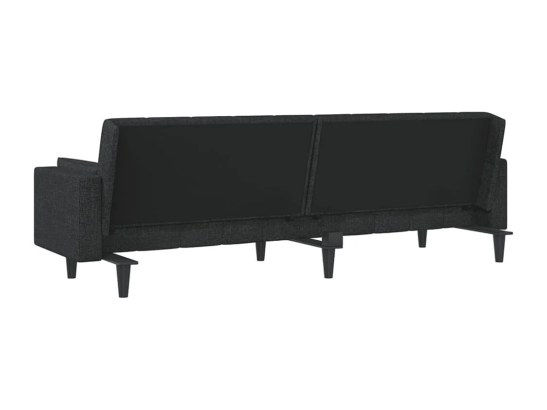 Sofá cama de 2 plazas con dos almohadas de tela negra