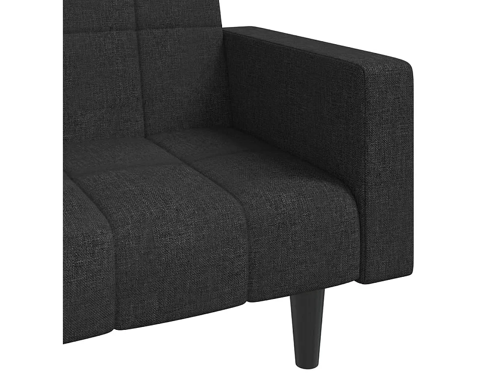 Sofá cama de 2 plazas con dos almohadas de tela negra